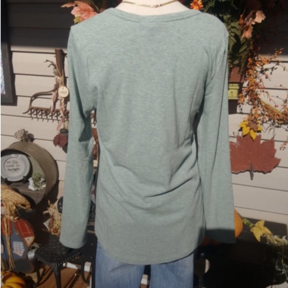 CYNTHIA ROWLEY ♡ Gorgeous Minty Green|Blueish Extremely SOFT Long Sleeve Top L - Picture 9 of 15